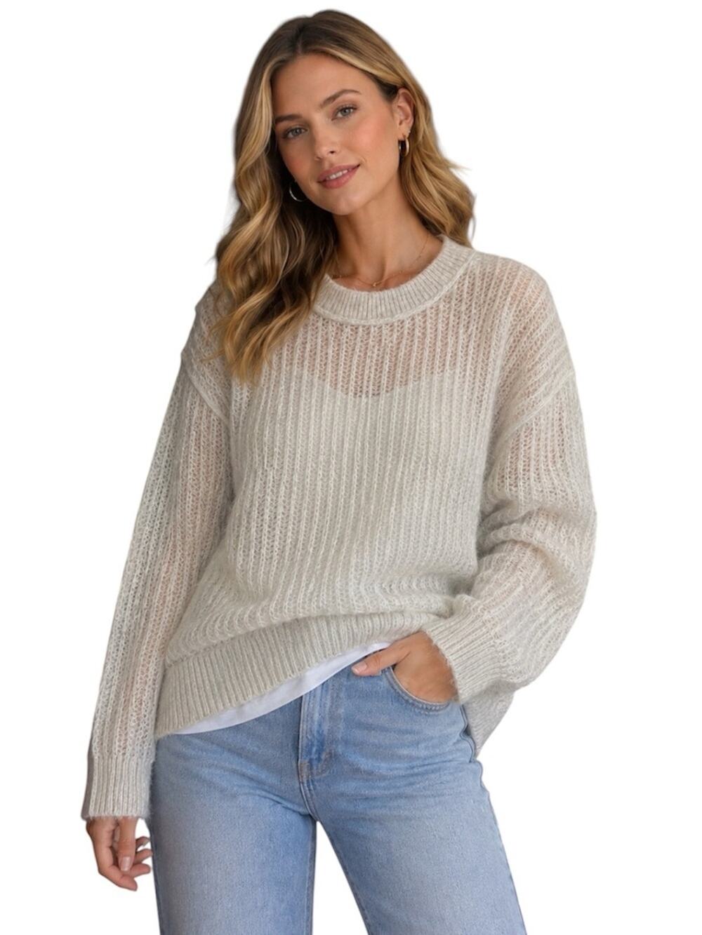 Kilte Los Angeles Luxe Lightweight Crewneck Sweater, Cashmere, Alpaca, Silk, M